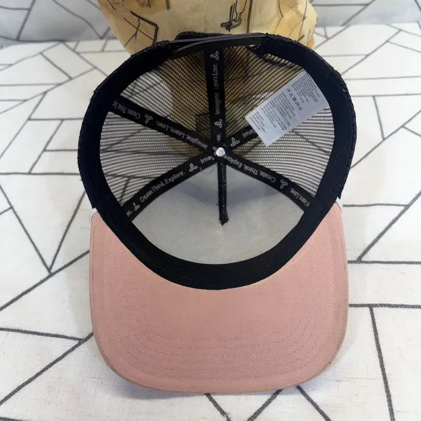 Prana Trucker Hat OS Peach Grey Black Shine Moon Snapback Mesh Cap‎ - Image 8