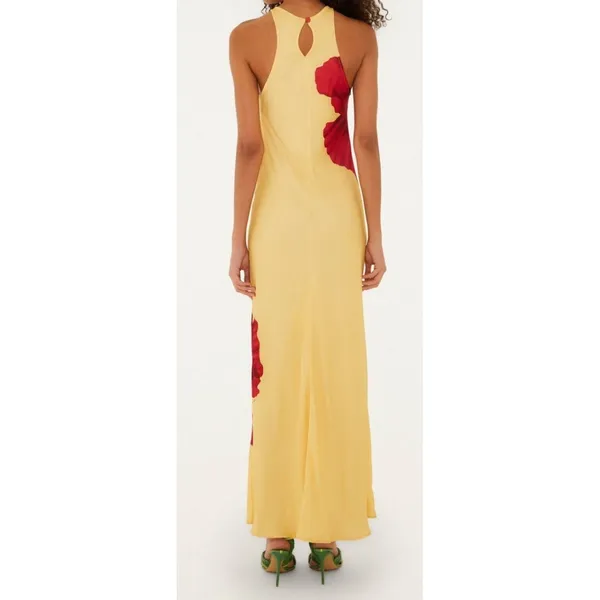 Farm Rio Poppy Flowers Maxi Dress Medium Yellow Floral Sleeveless Tropical Bold - Image 2