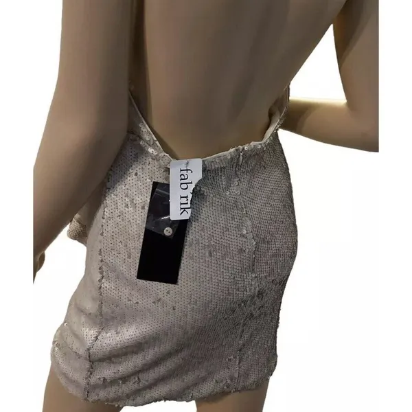 DO+BE‎ Dresses | Beige Cream Sequin Halter Ruffle Mini Dress ...Medium. NWT - Image 6