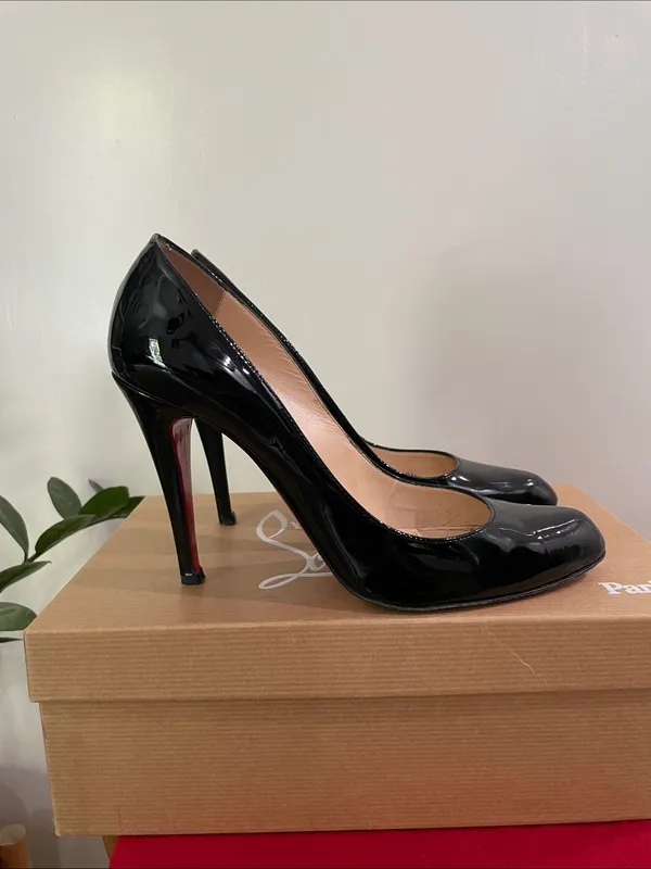 Christian Louboutin Decollete 868 100 Patent Calf Heels Shoes Size 38.5 - Image 3