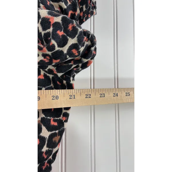 Who What Wear Animal Print Linen Blend Square Neck Puff Sleeve Mini Dress XL - Image 8