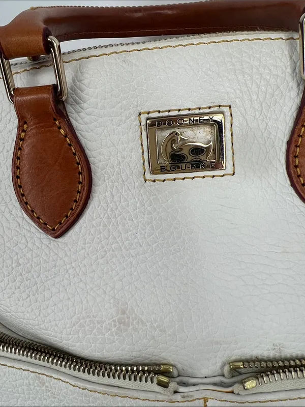 Dooney & Bourke Pebble Grain Domed Satchel White Purse Bag - Image 5