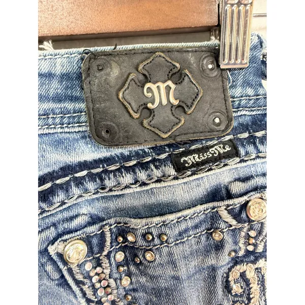 Miss Me Jeans Bootcut Embellished Pocket Women's 22 Blue 33" Inseam JE5408B10L - Image 6
