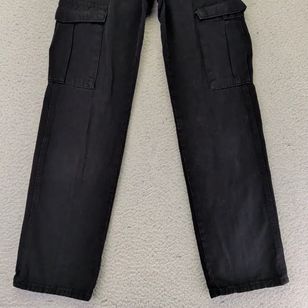 Pull&Bear Womens Black‎ Cotton Straight Leg Cargo Pants Size USA 2 EUR 34 - Image 8
