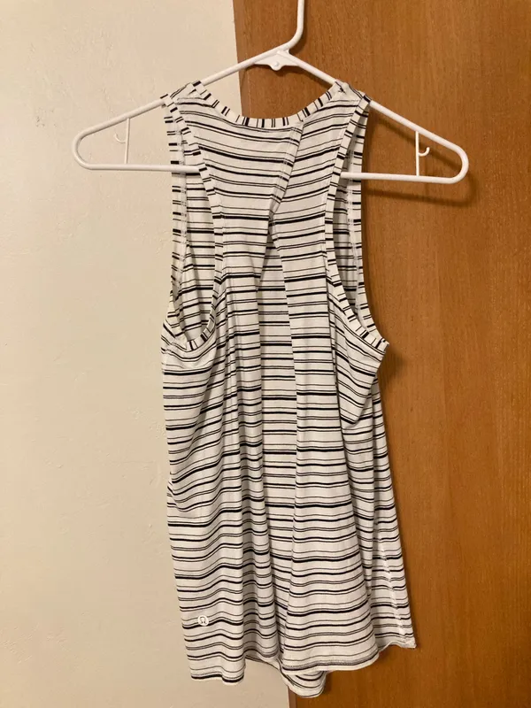 Lululemon All Tied Up Tank - Cut Back White Black stripe - Image 2