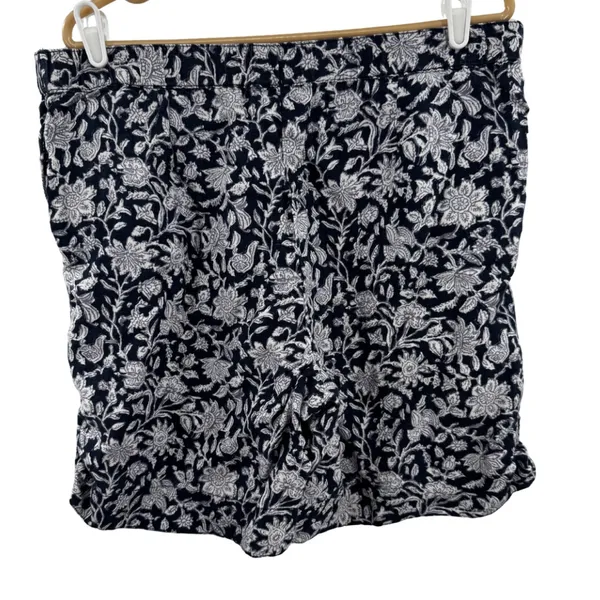pure Jill 100% Linen Navy Floral Women’s Shorts J.Jill summer vacation beach L - Image 2