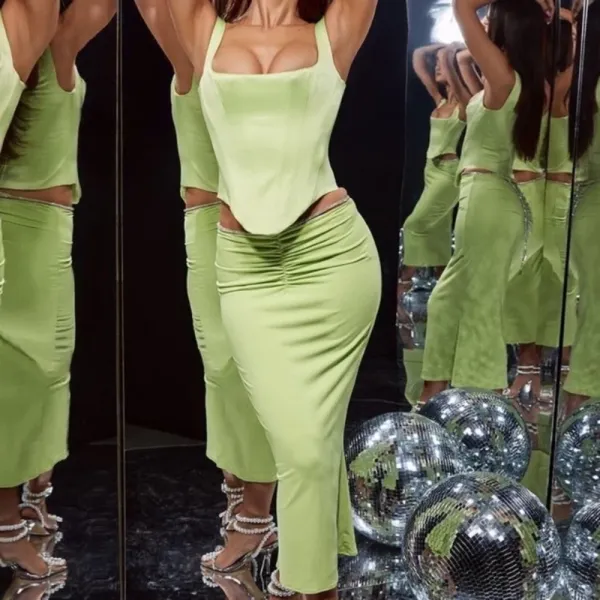 House of CB Rafa Corset‎ top lime green satin neon size XS NWOT - Image 3