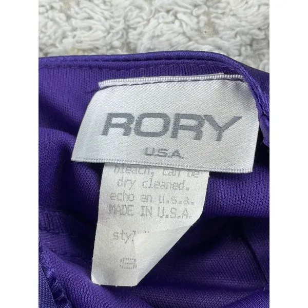 Rory vtg USA Purple Satin Bubble Hem Cocktail Dress Sweetheart‎ Back Bow Mini 6 - Image 8