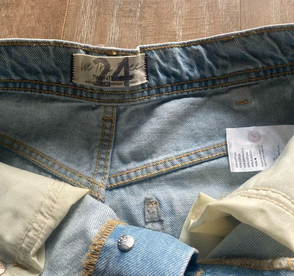 Free People We The Free Ollie Extreme Wide Leg destroyed distressed denim jeans 24 NEW - Image 4