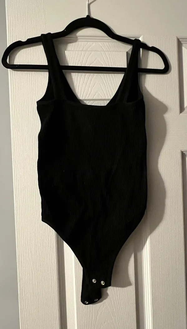 Black Ribbed Bodysuit Size M - Image 2