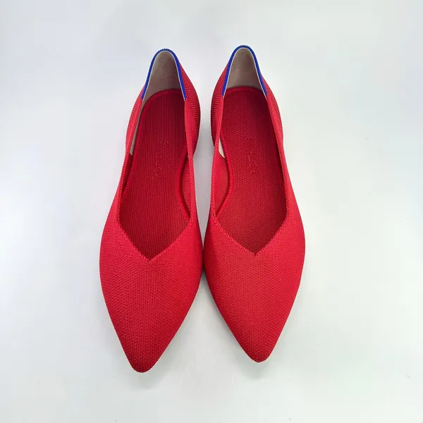 Rothy's The Point Red Knit Pointed Toe Ballet Flats Women's 10 Comfort Slip-On - Image 4