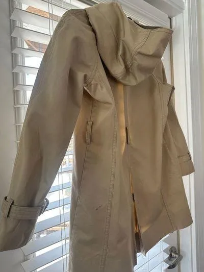 Vintage 90s Khaki Snap-Buttoned Hooded Utility Trench Coat - 2P - Image 13