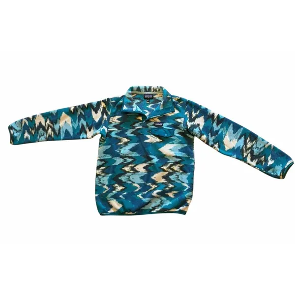 Patagonia Synchilla Fleece Women's Adult Small Trout Tales Elwha Blue Mock Neck - Image 3