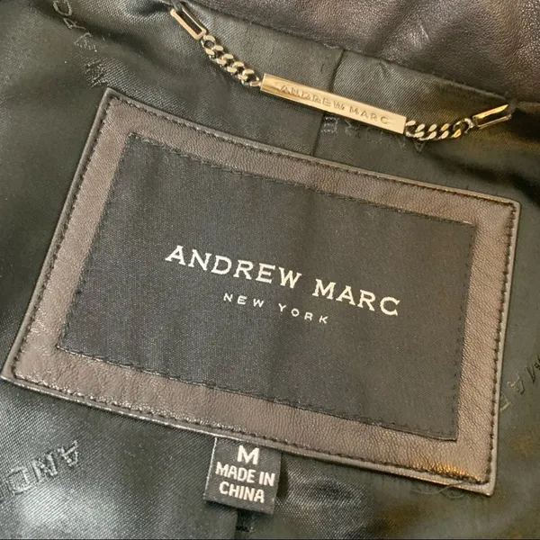 Andrew Marc leather mock neck moto jacket black sz‎ M - Image 8
