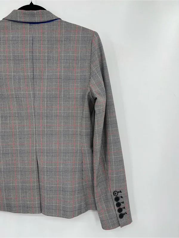 Banana Republic Glen Blazer Jacket Plaid Print Double-Breasted Stretch Size 2 - Image 13