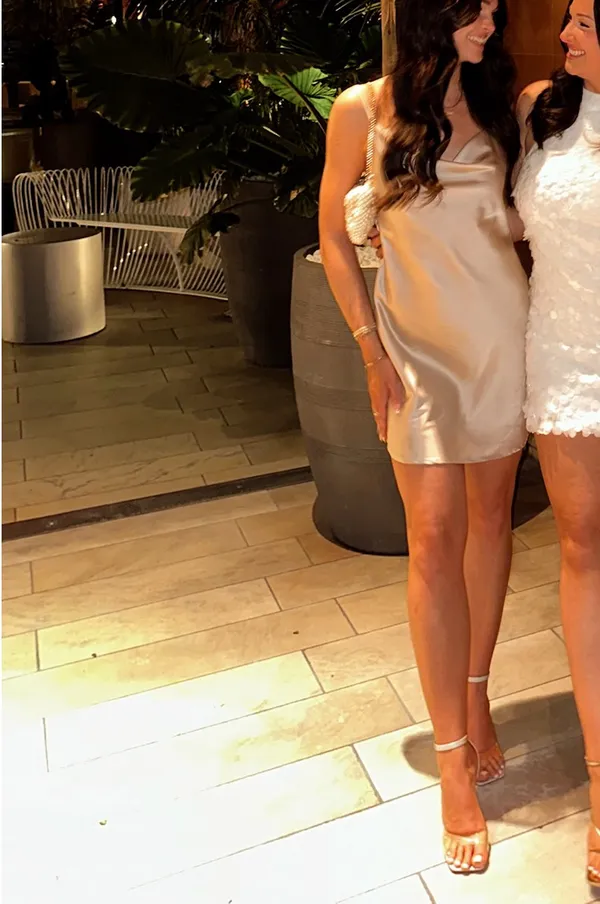 Gold silky cocktail dress - Image 2