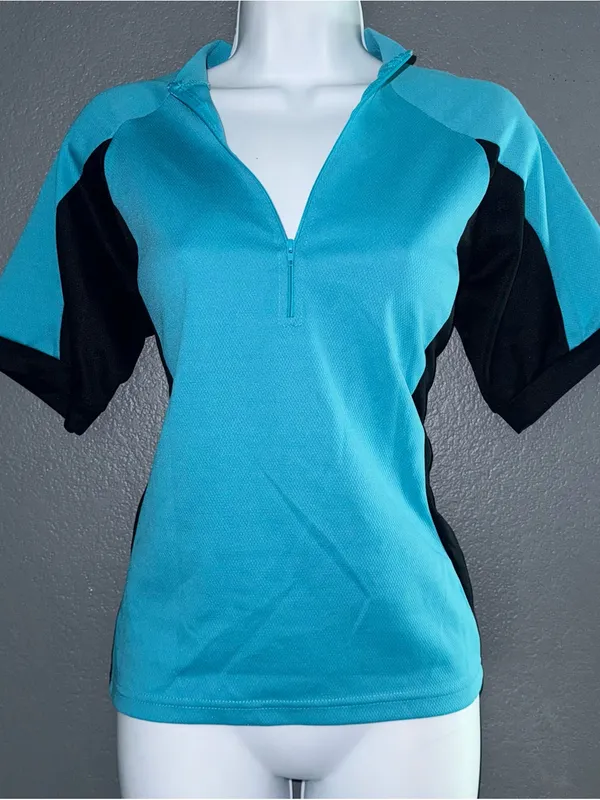 Women’s Canari Polo Black & Blue Short Sleeve Cycling Jersey Top Medium - Image 2