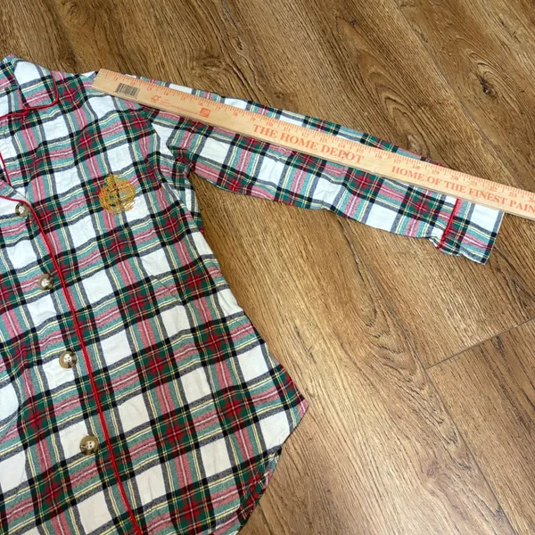 Lauren Ralph Lauren Womens‎ Plaid Flannel Pajama Top Red Green Crest Small Cozy - Image 5