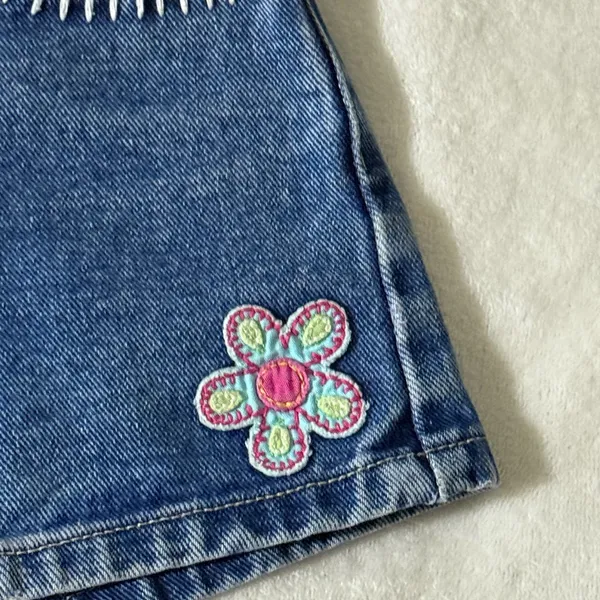 Limited Too Denim Shorts with Pink Floral Embroidery - Image 6