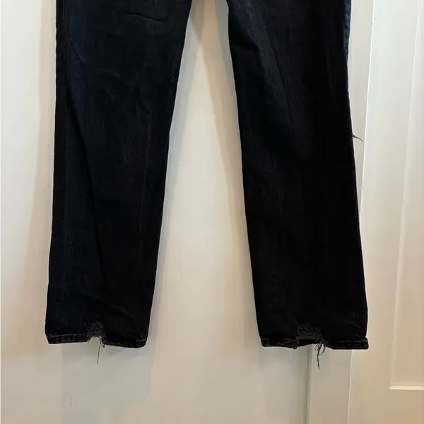 Abercrombie & Fitch The 90's Straight Ultra High Rise Distressed Black Jeans 6L - Image 8