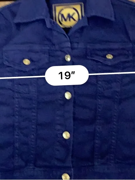 Michael Kors Denim Jacket Womens M Dark Blue Stretch Trucker Button Front - Image 13