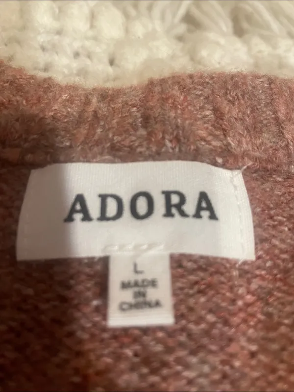 ADORA Rose Pink Chevron Crewneck Sweater with Mint Accents - Image 3