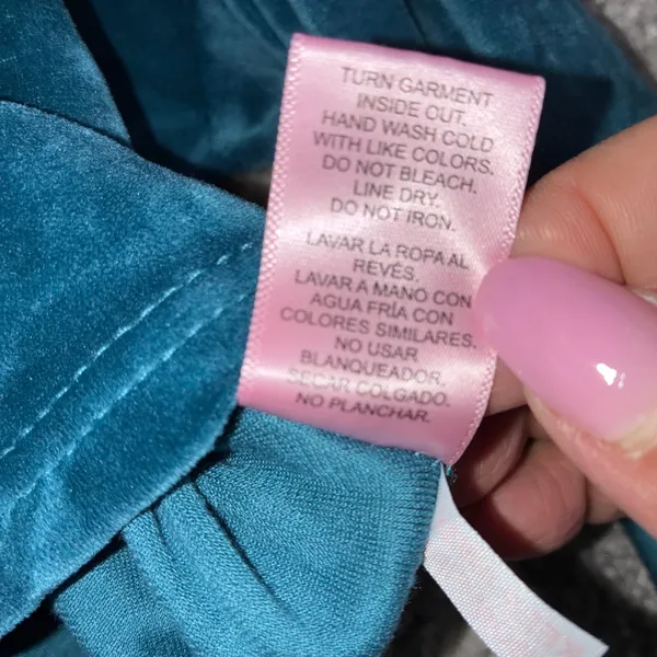 Juicy Couture Velour Cropped Hoodie‎ Women L Blue Rhinestone Logo Y2K McBling - Image 10