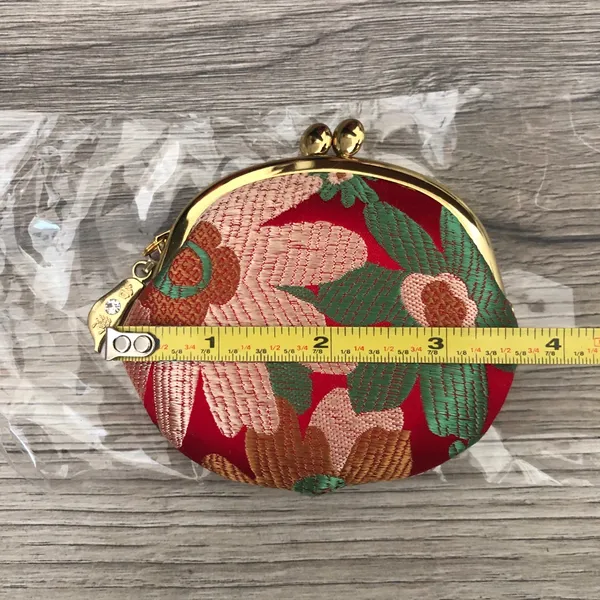 New Taiwan Gamaguchi Small Embroidered Coin Purse Pouch with Floral Embroidery - Image 5