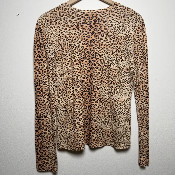 Ulla Johnson Women Eve Snow Leopard Shirt‎ Medium Long Sleeve Crew Neck Cotton - Image 5