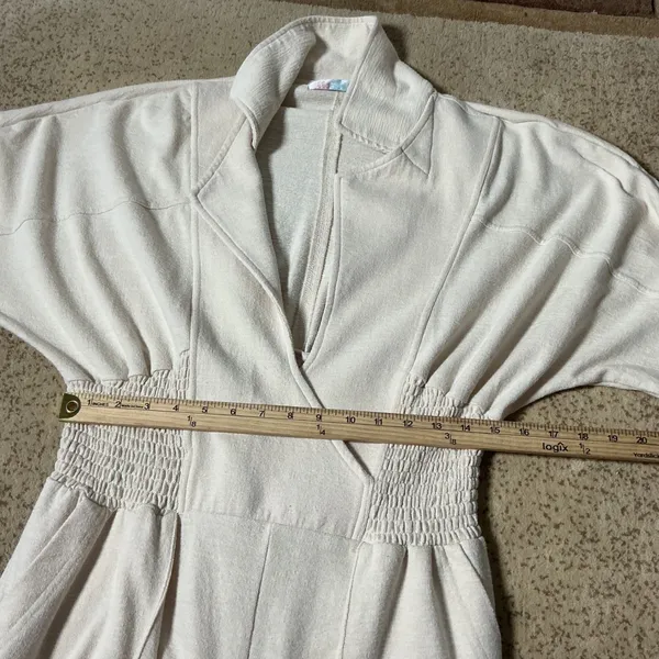 Free‎ People Beach Boho Smocked Cottagecore Jumpsuit Cream OB1378958 Womens M - Image 3