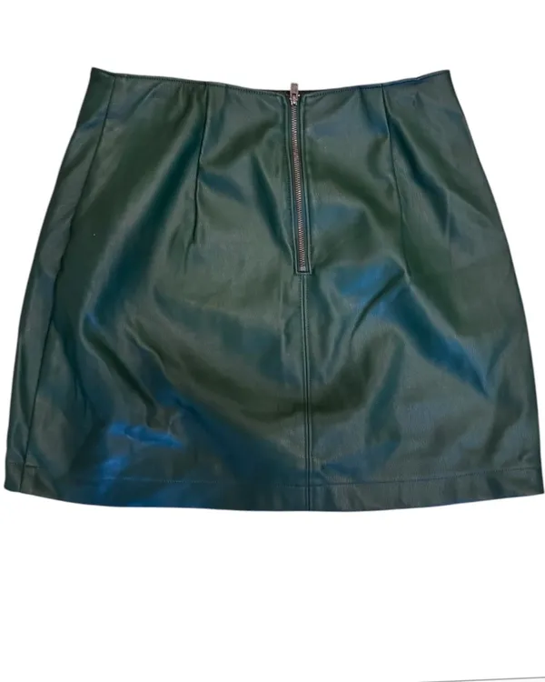 Hollister Dark Green Vegan Leather Mini Skirt High Waisted M - Image 3