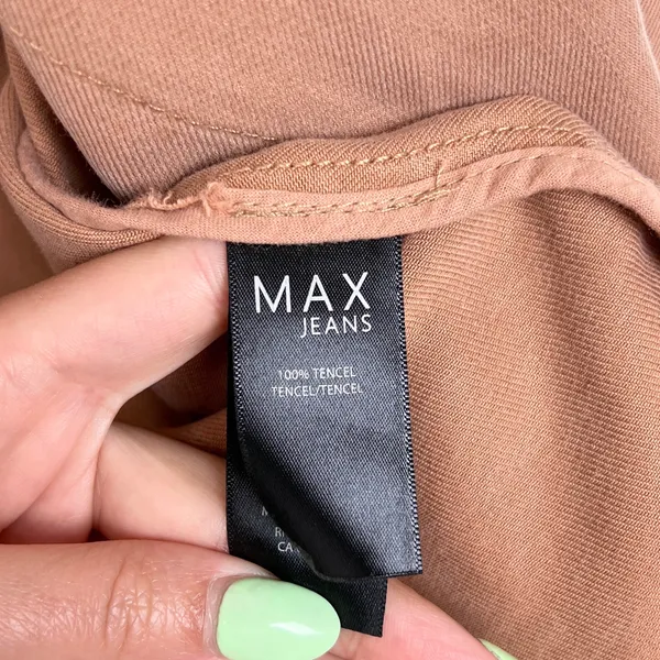 NEW Max Jeans Lightweight Belted Shawl Collar Jacket M Light Almond Tan - Image 5
