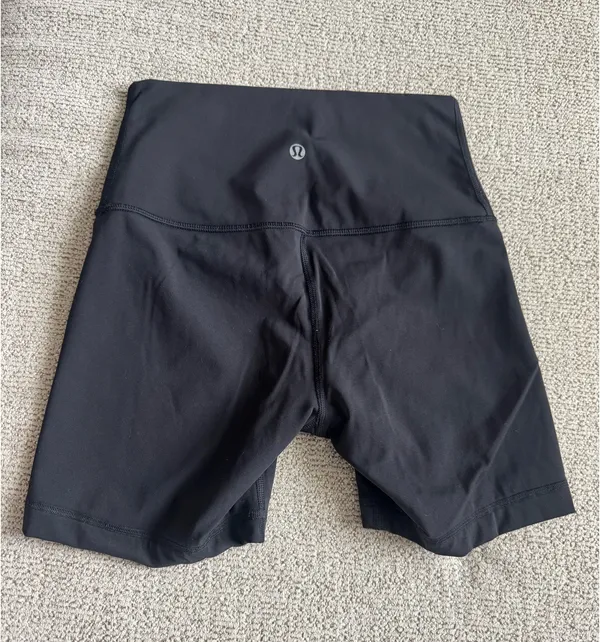 Lululemon Black Biker Shorts with High-Waist & Fold Over Low-Waist Logo - Image 2