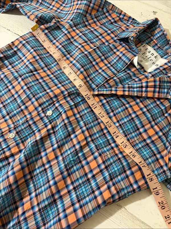 Frank & Eileen Orange and Blue Plaid Barry Cotton Button-Down Shirt - Image 7