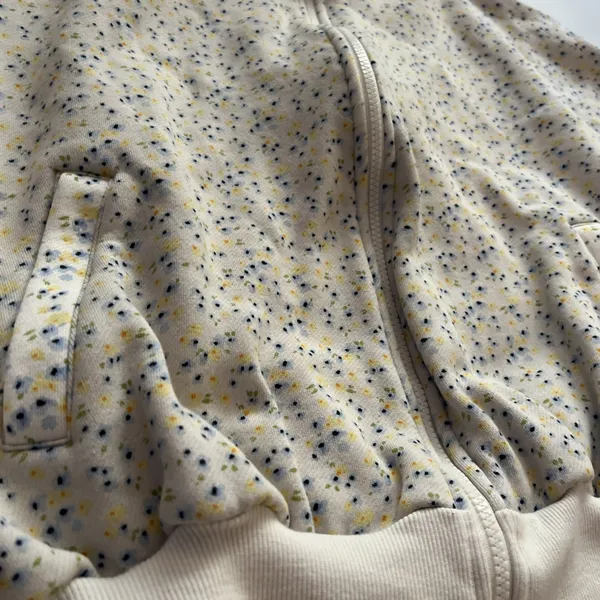 Blogilates Women Marshmallow Full Zip Hooded Sweatshirt White Floral Small - Image 3
