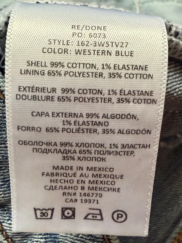 Re/Done Comfort Stretch High-Rise 70s Stove Pipe in Western Blue Size 26 - Image 7