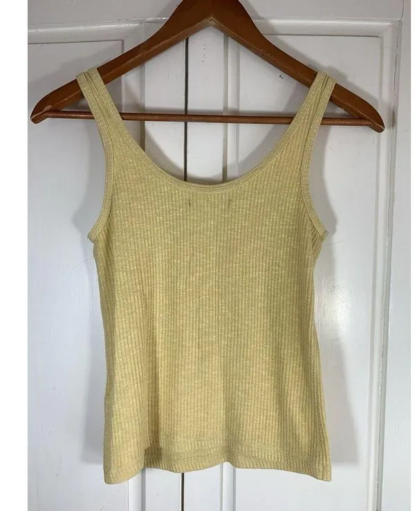Abercrombie Tank Top Women Small Yellow Stretch Sleeveless Henley Preppy - Image 2