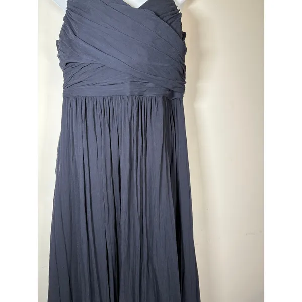 J.Crew Maxi Dress Navy Blue Ruched Crisscross V-Neck Gown Formal Wedding 14 - Image 3
