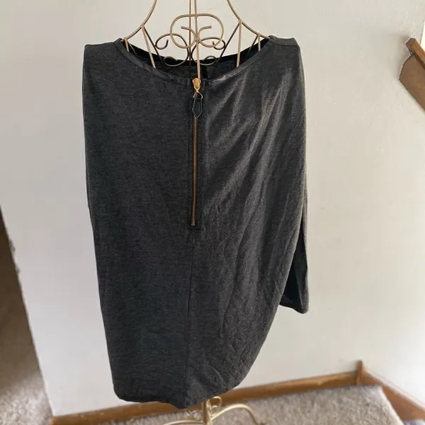 Zara W&B Collection Long Sleeve Dolman Top Faux Leather Trim Size L Gray - Image 13