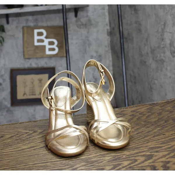 NWT Schutz Womens High Block Sandal Alexandra Gold Yellow 6.5B - Image 8