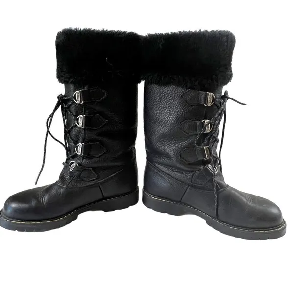 Vintage Sorel Made in Canada Leather Faux Fur Boots - Image 3