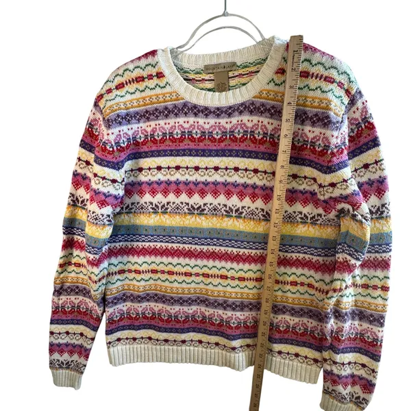 Mountain Lake Fair Isle Sweater Knit L Cottagecore Nordic‎ Grandpa Cozy Boho - Image 6