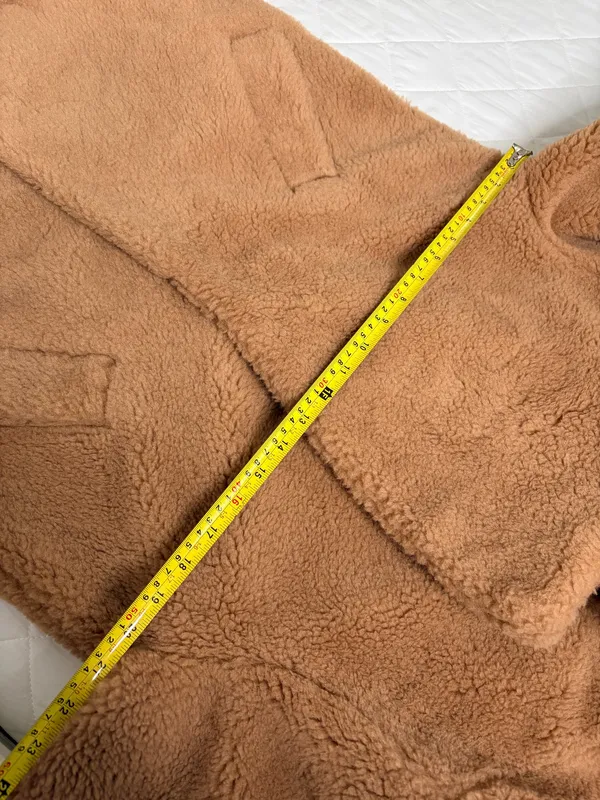 Abercrombie & Fitch The A&F Teddy Coat Size S Camel Brown Faux Fur Sherpa Cozy - Image 7