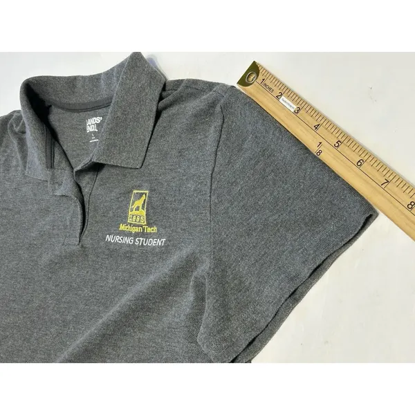 Lands End Women Lg Gray Michigan Tech University MTU Nursing Student Polo Shirt - Image 13