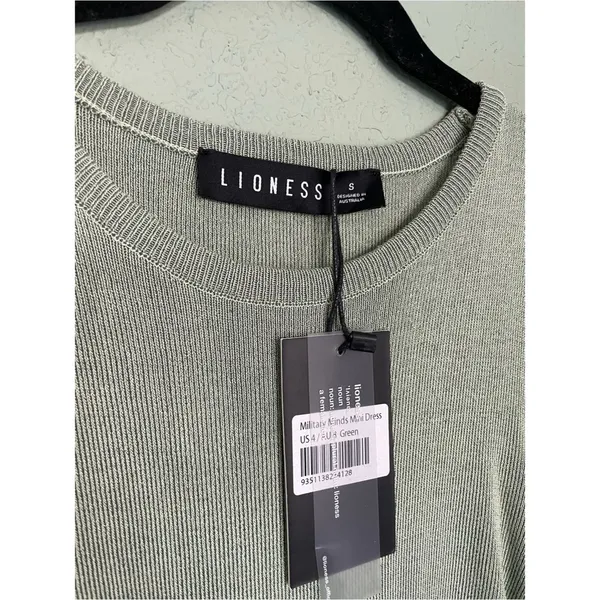 New Lioness Military Minds Ribbed Ruched Mini Dress Size S/4 Sage Green - Image 5