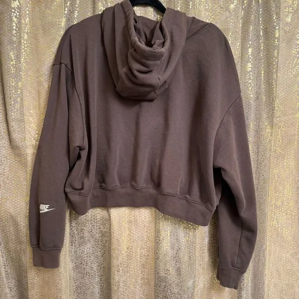 Nike Women's Sportswear Club Fleece Oversized Cropped Hoodie Brown Large - Image 2