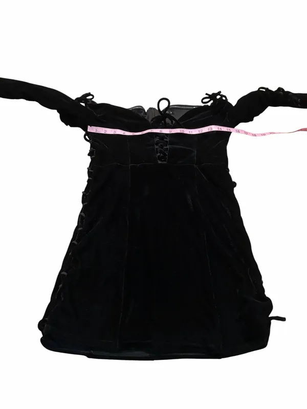 NBD black lace up Olivia velvet dress - Image 4