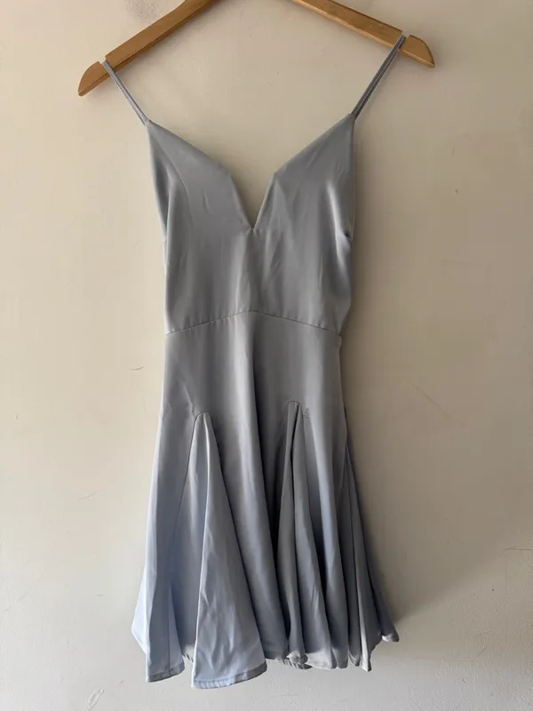 NEW!! Lulus A Dream Come True Light Blue Satin‎ Mini Dress - Image 2