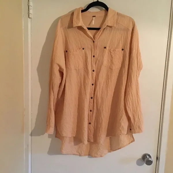 Free People Seersucker Peach Top - Image 3