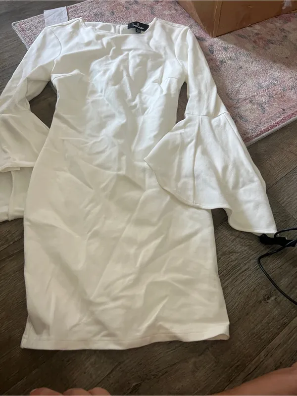 lulus white bodycon bell sleeve dress - Image 13